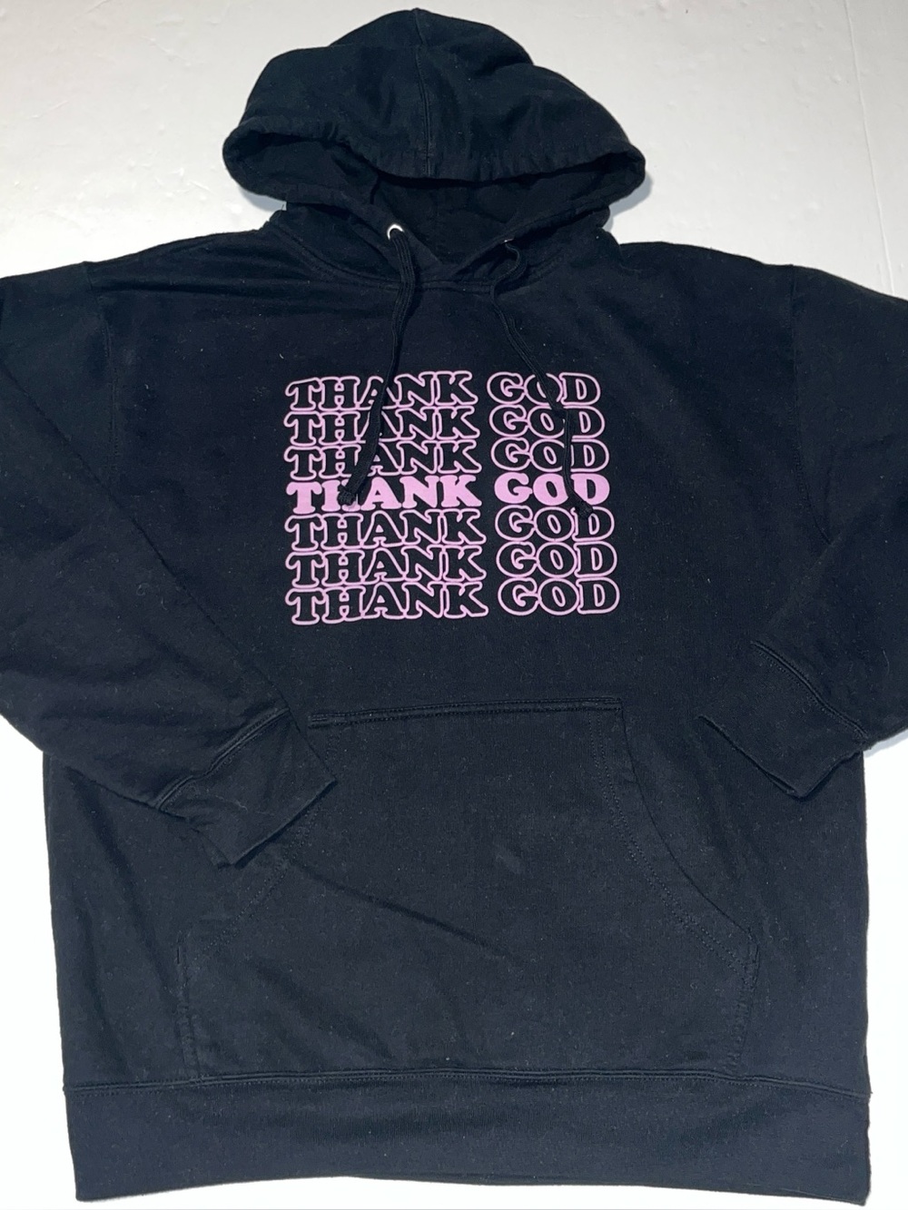 God Is Dope. Thank God unisex black pink hooded sweatshirt large